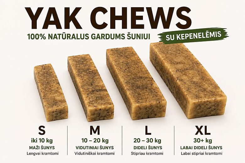 Yak Cheese Dog Chews-Jak siera košļājamais sunim ( S-size ) - ar aknām | 100% dabīgs gardums
